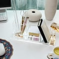 thumbnail image 2 of EXPUTRAN Clear Desk Organizer 4-Piece Desk Kit + Free Complimentary Ruler, Desktop Organization, 2 of 5