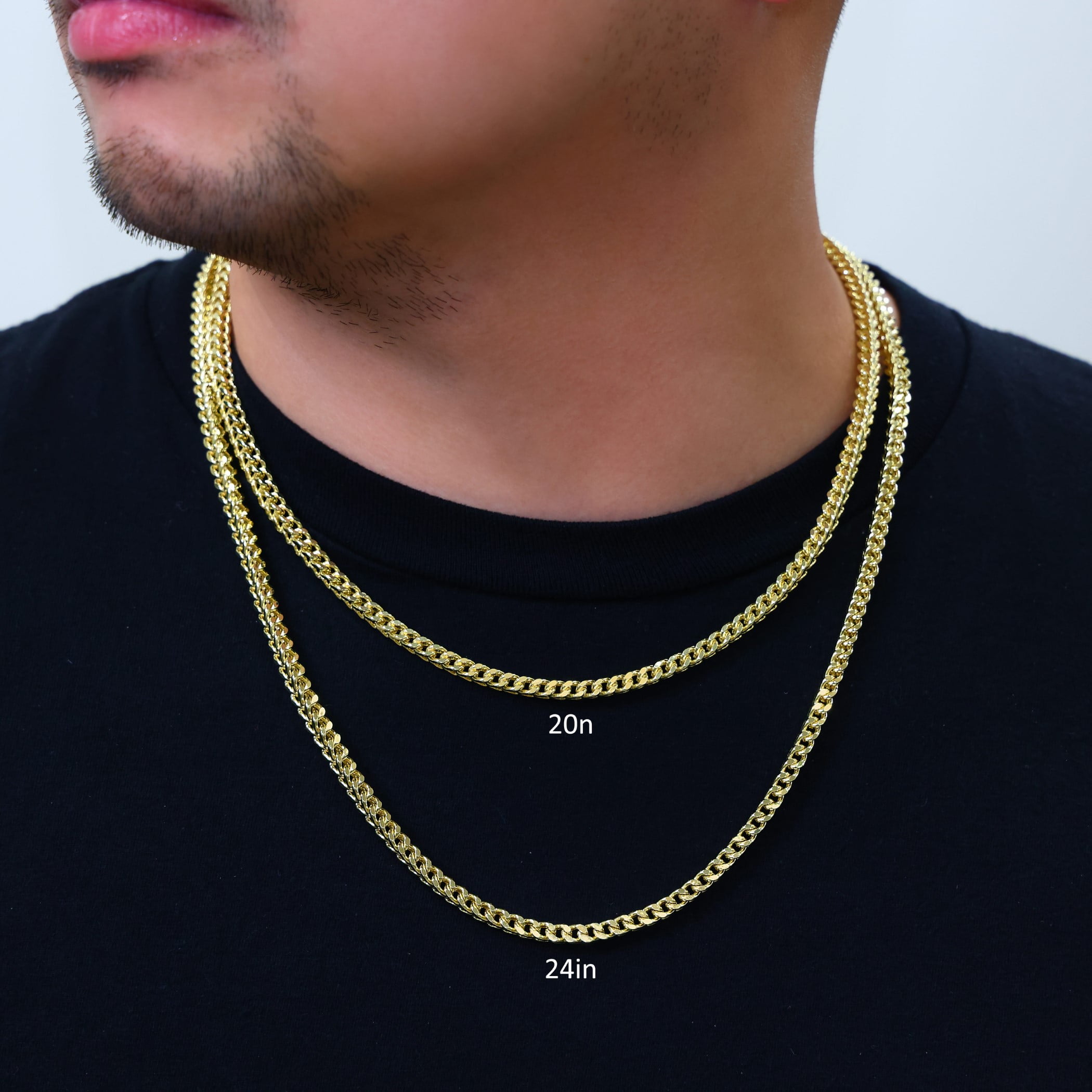 Nuragold 10K Real Yellow Gold Franco Square Chain Wheat Necklace 16"-30" (1.5mm-6mm) Italian Jewelry for Men & Women