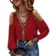 thumbnail image 1 of Camisetas Con Estampado De Leopardo, Blusa Con Estampado De Leopardo Tejido De Poliéster Con Hombros Descubiertos Para Mujer ANGGREK Otros, 1 of 5