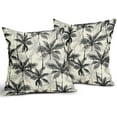 thumbnail image 2 of Black Grey Palm Tree Pillow Covers 16x16 Inch Set of 2, Summer Coconut Trees Tropical Decorative Throw Pillow Cases Beach Cushion Covers Hawaiian Decoration Gift Farmhouse Sofa Couch Bed Decor, 2 of 6