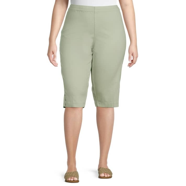 Just My Size Women's Plus Bling Tab Stretch Capri Pants - Walmart.com