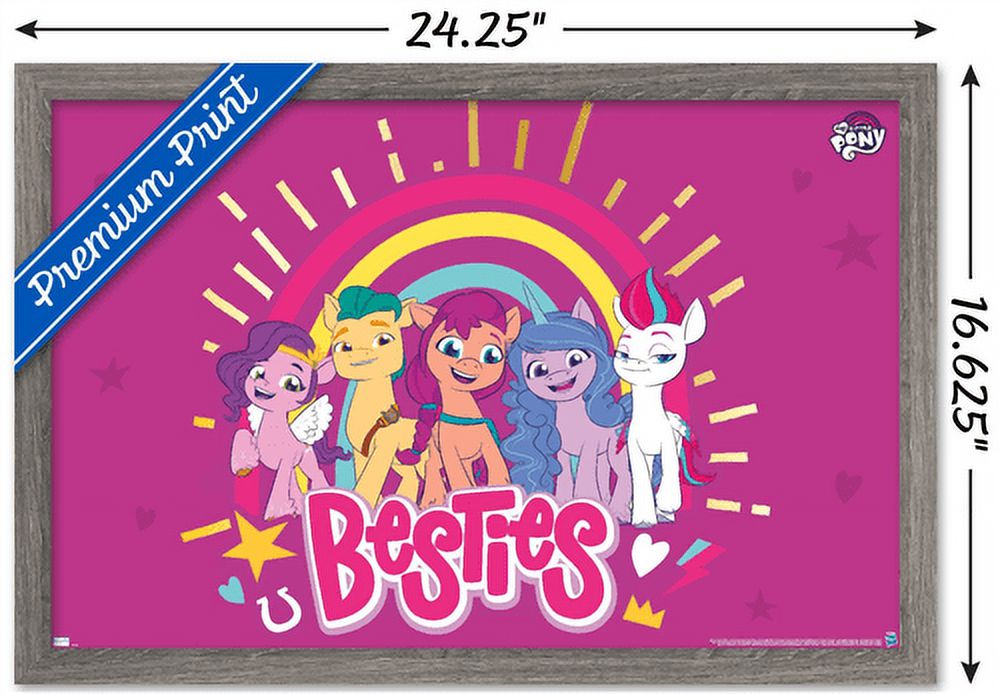 My Little Pony 2 - Besties Wall Poster, 14.725" x 22.375", Framed