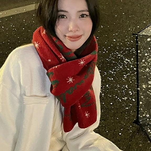 YIMWNYI Christmas Scarf Women's Printed Scarf, Holiday Gift, Long Unisex Scarf, Winter Warm Faux Wool Neck Scarf, Festive Shawl for Parties & Gatherings