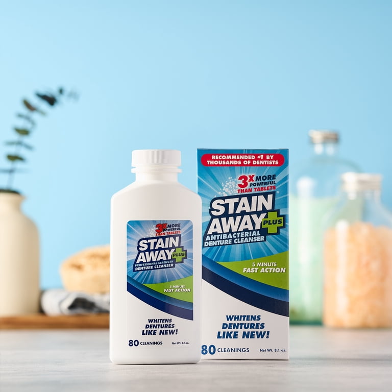 6 pack) Stain Away Plus Professional Strength Denture Cleanser