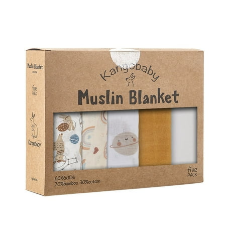 My Soft Life# New 5pcs Pack Multi-Functional Bamboo Cotton Newborn Muslin Bib Antibacterial Baby Burp Cloth Set MB35