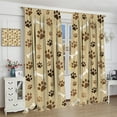 thumbnail image 4 of Cartoon Dog Curtains Coffee Color Dog Paw Prints Pattern Bone Rod Pocket Blackout Window Treatment for Kids Girls Bedroom Children''s Room Kitchen Home Decor Art Printed Window Drapes 42x54in, 4 of 6