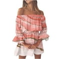 thumbnail image 2 of RYDCOT Robe à Épaules Dénudées à Manches Courtes Été Robes Bohèmes pour Femmes 2024 Imprimé Manches Évasées Robes d'Été de Vacances Robes de Plage Sélections Éclair, 2 of 5