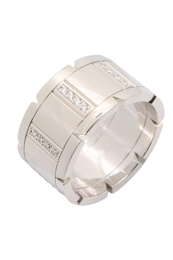 Pre-Owned Cartier Tank Franaise LM Diamond Ring - 18K White Gold (18KWG) Women's Silver/Clear...