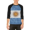 thumbnail image 1 of Distressed Argentina Flag Mens Raglan T Shirt, 1 of 2