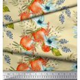 thumbnail image 3 of Soimoi Yellow Rayon Fabric Tomato & Freesia Floral Print Sewing Fabric Yard 42 Inch Wide, 3 of 5