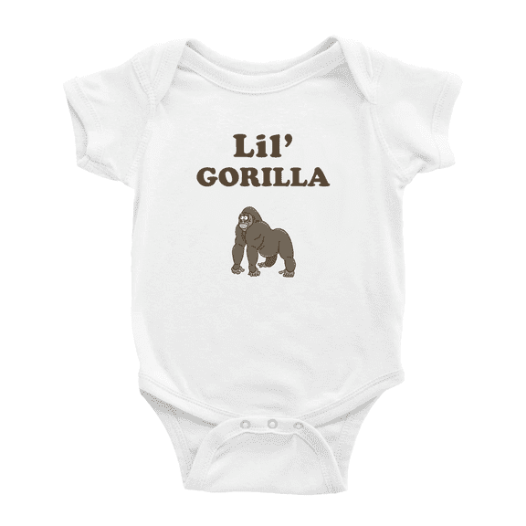 Cute Baby Jumpsuit Lil' Gorilla Animal Funny Boy & Gril Newborn Clothes Outfits (White, 3-6 Months)