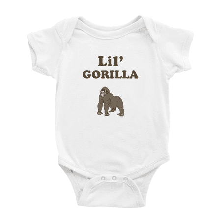 

Cute Baby Jumpsuit Lil Gorilla Animal Funny Boy & Gril Newborn Clothes Outfits (White 12-18 Months)