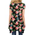 thumbnail image 3 of USSUMA Plus Womens Tops Dressy Casual Crew Neck Short Sleeve Women's Shirts and Blouses Floral Print T-Shirts for Women Trendy Long Flowy Irregular Hem Tunic Top Summer Beach, 3 of 5