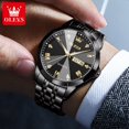 thumbnail image 3 of OLEVS Mens Black Watch For Men With Big Black Dial Business Luxury Mens Watches Date display Watch Black Stainless Steel Watch Men Luminous Quartz Watches With Waterproof Roman Numerals Men WristWatch, 3 of 6