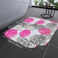 thumbnail image 3 of Pink Grey Floral Flannel Bath Mat 16x24 Inches, Soft Absorbent Non-Slip Bathroom Rug, Machine Washable Floor Mat for Shower, 3 of 7