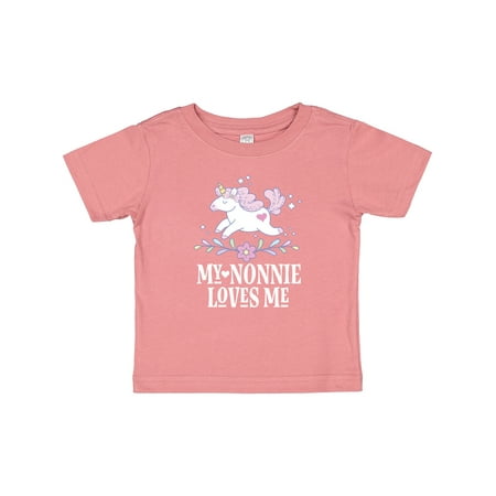 

Inktastic Nonnie Loves Me Granddaughter Unicorn Gift Baby Girl T-Shirt