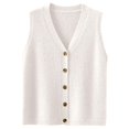 thumbnail image 4 of TrendOFT Womens Knit Vests Sleeveless V Neck Button Ribbed Casual Summer Layering Top Layering Vest Beige S, 4 of 4