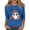 Blue, variant on Halloween Graphic Tees for Women, 3/4 Sleeve Round Neck with Witch Cat Print, Casual Spooky Top,Black S