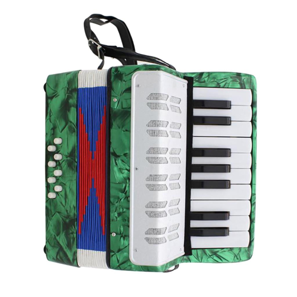 Mini Musical Instruments for Early Childhood Teaching Toy Accordian Good Gift for Beginners Green Kids Accordion 17 Keys 8 Bass piano Accordion 