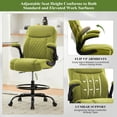 thumbnail image 6 of HYSpacerX Tall Drafting Office Chair, Ergonomic Faux Leather High Computer Chair with Adjustable Height & Flip-Up Armrest, Heavy Duty Counter Height Stool for Sit Stand Desk, Green, 6 of 7