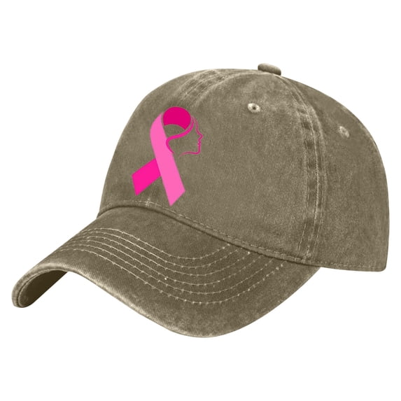 ibiyuan Women's Baseball Caps Mens Hats Women's Cancer Awareness Month Printed Washed Baseball Cap for Outdoor Sports and Daily Wear