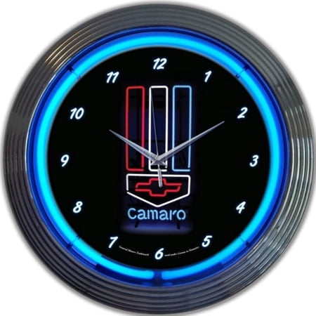 CAMARO RED, WHITE AND BLUE NEON CLOCK – 8CAMRWB