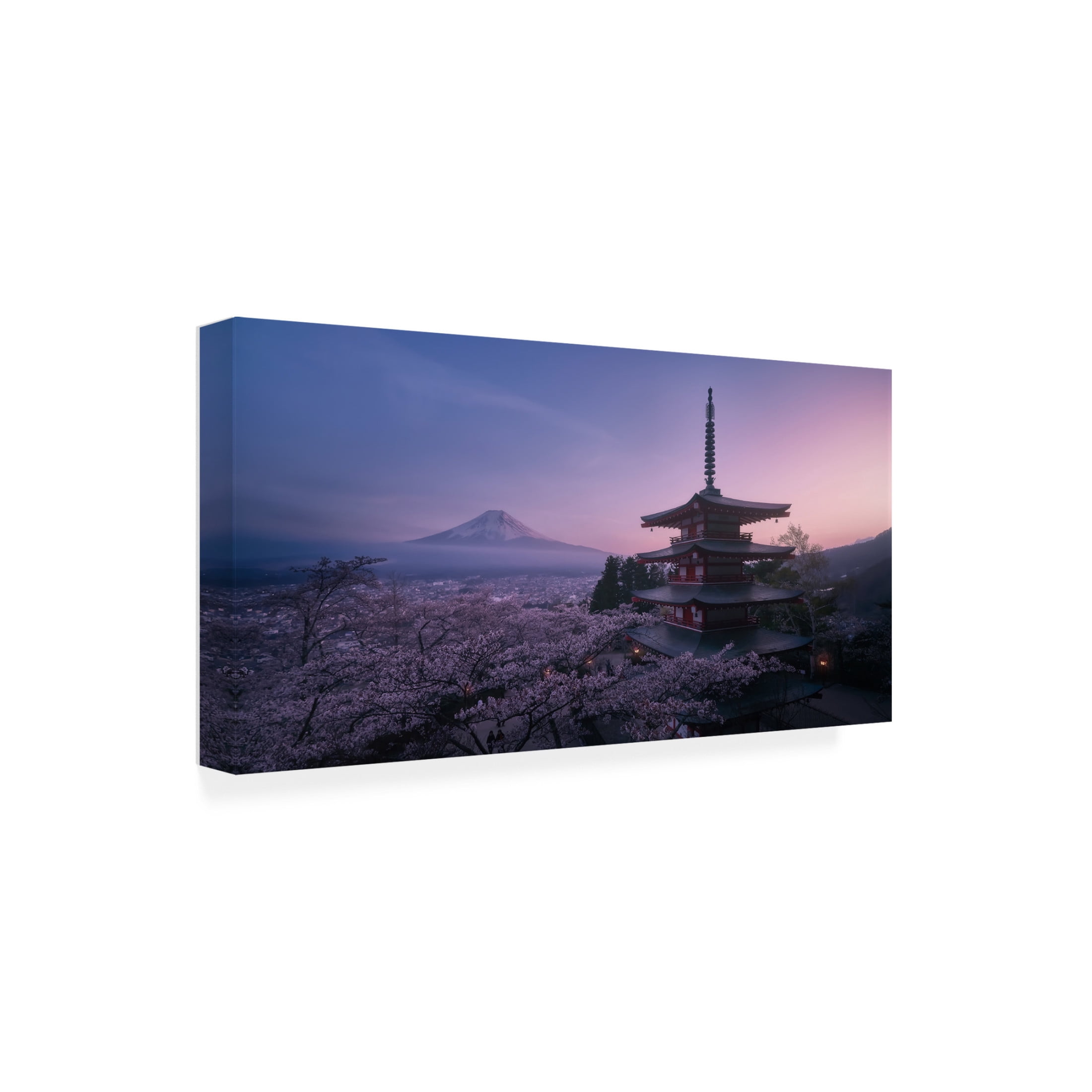 Canvas Wall Art - Javier De La 'Mt Fuji Sakura' Wall Art for Living Room, Bedroom, or Office D?cor by Trademark Fine Art - 24 x 12 Inches