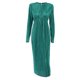 thumbnail image 1 of VISgogo, vestido elegante para mujer, espalda abierta, ajustado, cuello redondo, manga larga, Color sólido, plisado, vestido largo para vestidos formales de graduación de noche VISgogo moda, 1 of 9
