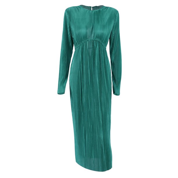 VISgogo, vestido elegante para mujer, espalda abierta, ajustado, cuello redondo, manga larga, Color sólido, plisado, vestido largo para vestidos formales de graduación de noche VISgogo moda