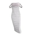 thumbnail image 4 of Wycnly Dresses for Women Party Prom Sexy off Shoulder Ruched Bodycon Wrap Pencil Dresses Tube Top Sleeveless Solid Summer Midi Formal Dress White m, 4 of 5