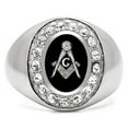 thumbnail image 2 of Mens 316 Stainless Steel Top Grade Crystal Around Logo Mason Ring - Size 9, 2 of 3