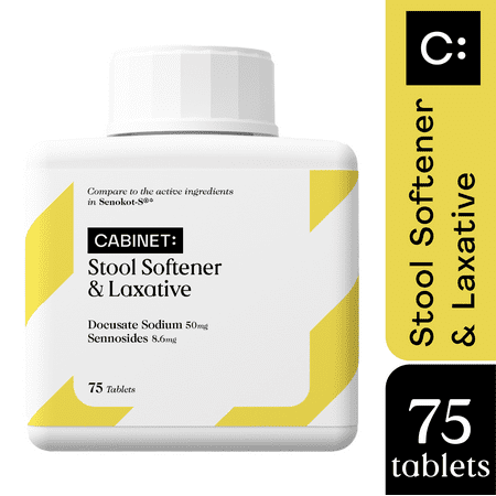 Cabinet Constipation Relief, Stool Softener and Laxative Tablets, 75 Ct