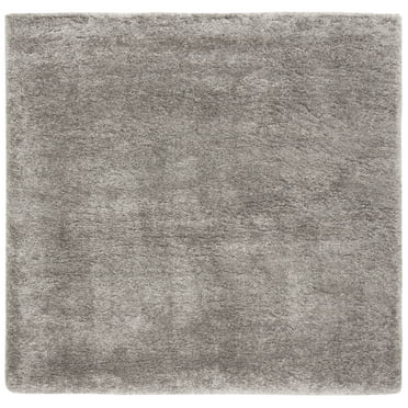 SAFAVIEH Royal Hartley Solid Plush Shag Area Rug, Silver, 6'7" x 6'7" Square