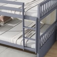thumbnail image 5 of Leumius Full Over Full Size Bed Frame with Trundle, Ladder and Guardrails, Convertible to 2 Full Size Beds, Rubber Wood Bed with Twin Size Trundle for Boys Girls Grey, 5 of 9
