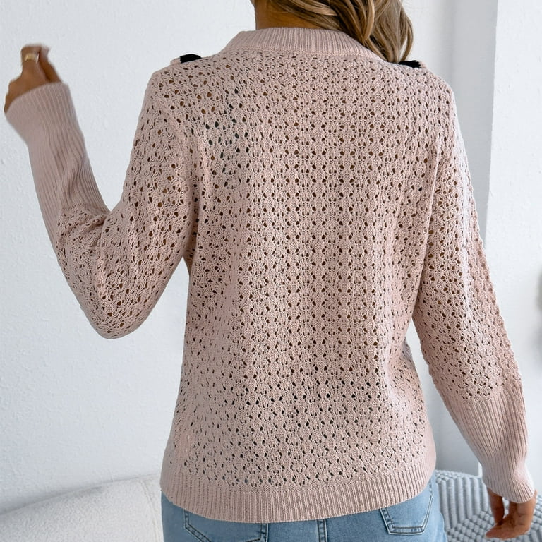 Elvqul Sweater for Women Plus Size Shirts Long Sleeve Pink Dressy