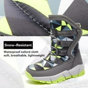 HOBIBEAR Boys Snow Boots Waterproof Outdoor Warm Slip girls Winter Shoes(Size Toddler 5.5-Big Kids 7)