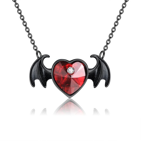 Gothic Heart Pendant Necklace For Couples Style Heart Shaped Jewelry Clavicle Chain For Lovers