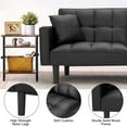 thumbnail image 6 of AVAWING Futon Sofa Bed Recliner Sofa Faux Leather Couches for Living Room Modern Tufted Convertible Sofa Bed with 2 Pillows, Black, 6 of 7