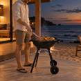 thumbnail image 2 of Asador de Carbon Redondo con Tapa y Ruedas Parrilla BBQ de Acero para Jardin Patio Terraza y Camping Asador Portatil Rojo, 2 of 11