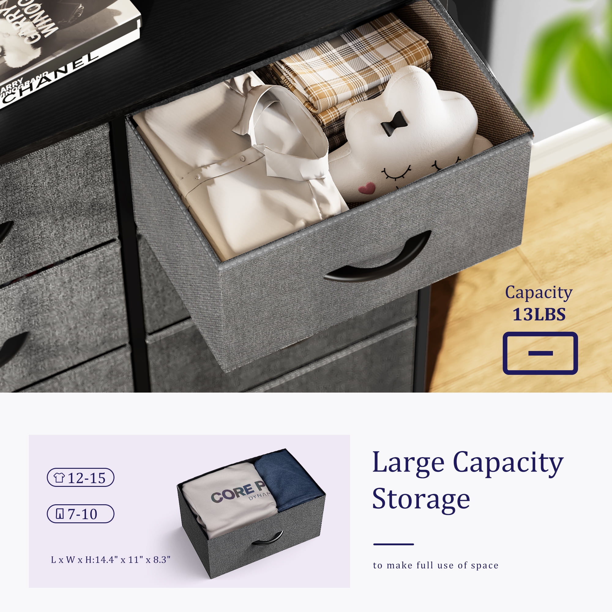 EDX 6 Drawer Dresser, Wide Chest Of Drawers Nightstand Storage Tower Storage Dresser Fabric Dresser (图4) EDX 6 Drawer Dresser, Wide Chest Of Drawers Nightstand Storage Tower Storage Dresser Fabric Dresser (图4)