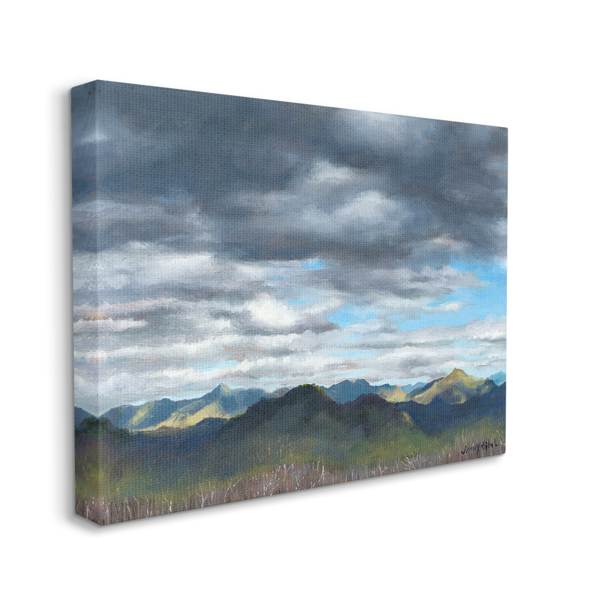 Stupell Industries Overhanging Clouds Rural Mountain Range Peaks Landscape Painting Gallery Wrapped Canvas Print Wall Art, Design by unknown