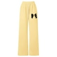thumbnail image 3 of LRen Girls Baggy Sweatpants Bow Drawstring Wide Leg Y2k Sweat Pants Casual Loose Athletic Joggers Preppy Back To School Clothes with Pockets,Yellow,6-7 Years, 3 of 5