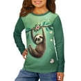 thumbnail image 2 of DISNIMO Green Sloth Shirt Kids Boys Shirts Long Sleeve Size 9-10 Girls Clothes Long Sleeve Shirts Crew Neck Top Girls Basic Tee Shirts Boys Tshirts Soft Tees Unisex Shirt Cute Outfits for Girls, 2 of 7