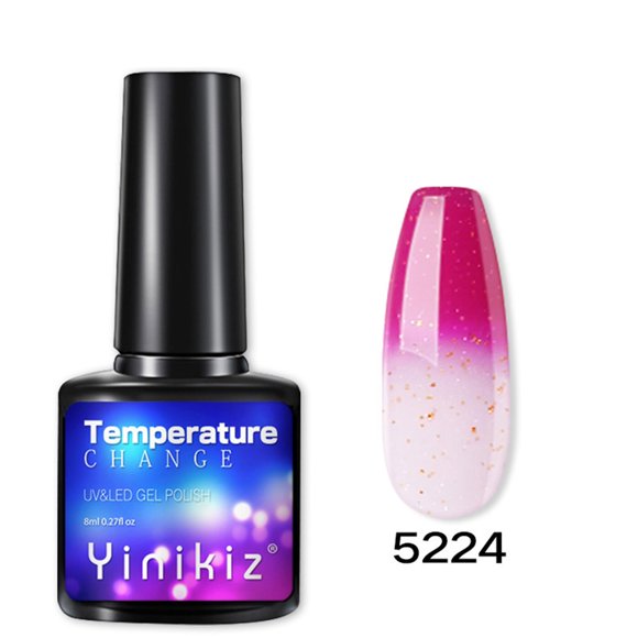 HHBEAUTY Color Changing Gel Nail Polish, Glitter Temperature Change Gel Polish Red Hot Pink Blue Long Lasting Nail Polish U V Set for Manicure and Nail Art, DIY at Home, Salon-Quality