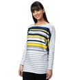 thumbnail image 4 of Globus Women White Striped Boat Neck Longline Top, 4 of 6