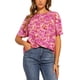 thumbnail image 1 of INSPIRAR CHIC Blusa de Verano con Cuello Redondo y Mangas con Volantes para Mujeres, Floral, Color Púrpura, 1 of 6