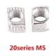 thumbnail image 1 of Tuerca de cabeza de martillo con ranura en T, sujetador de acero al carbono niquelado para perfil de aluminio (EU20 M5*10*6) VoborMX herramienta, 1 of 2