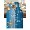 thumbnail image 5 of Summer Marine Starfish Wood Grain Table Runner 13x90in Non-Slip Cotton Linen Table Runners, Beach Theme Happy Place Dresser Scarves TableRunner for Dinner Kitchen Dining Wedding Party, 5 of 9