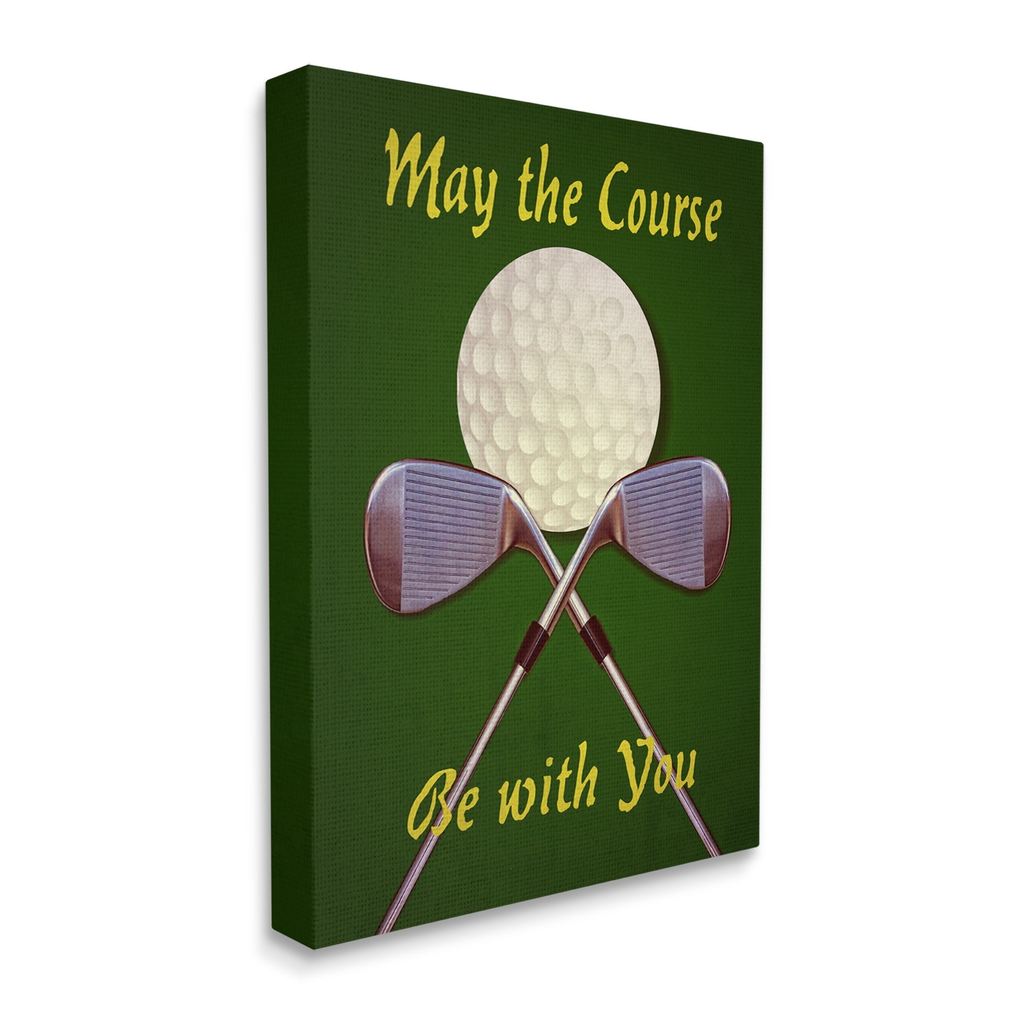 Stupell Industries May Course Be With You Fun Sports Golf Clubs Graphic Art Gallery Wrapped Canvas Print Wall Art, Design by Graffitee Studios