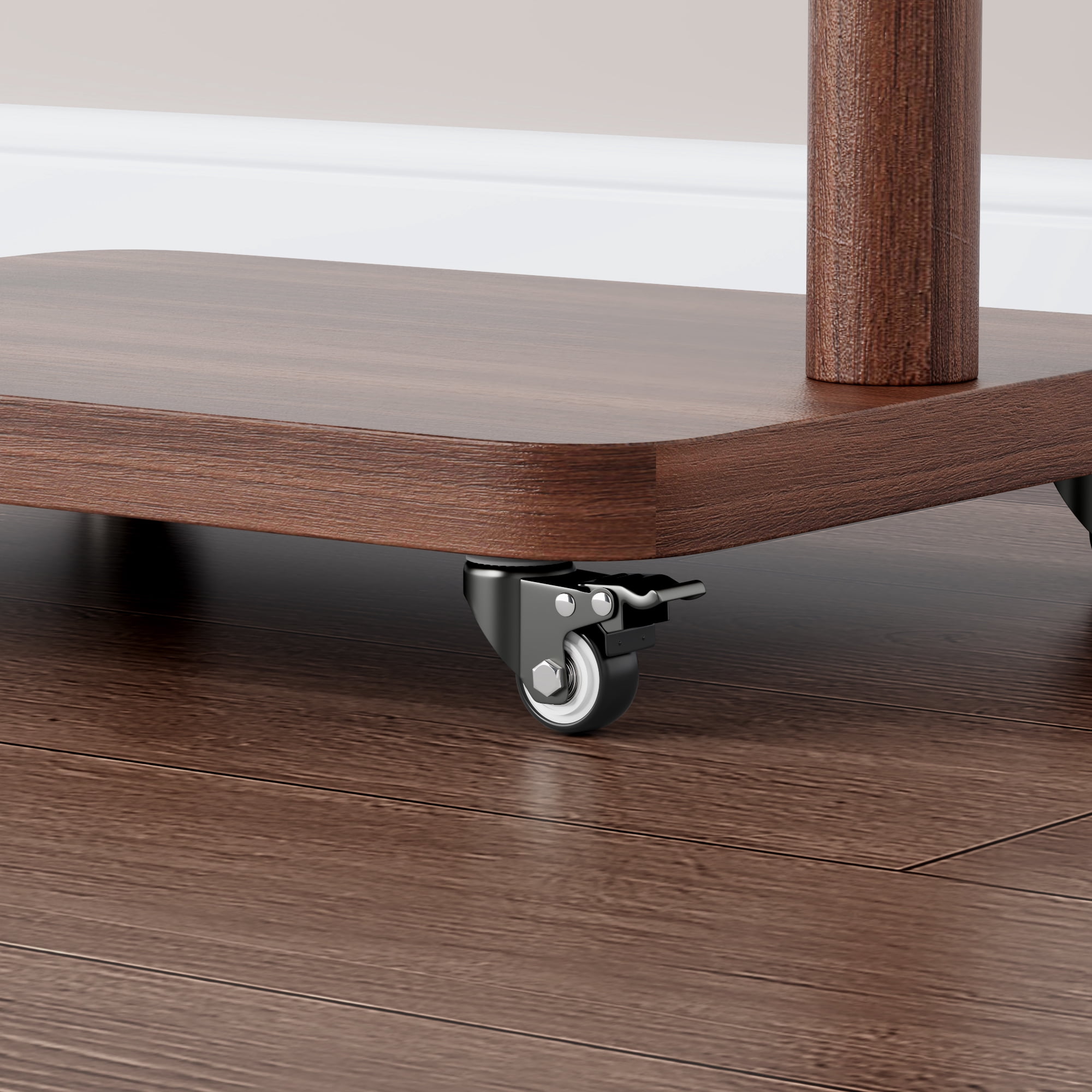 HOQBN 71"H Coat Racks Solid Wood Hanger with Wheel,Easy to Assemble for Bedroom,Hallway,Living Room,Walnut